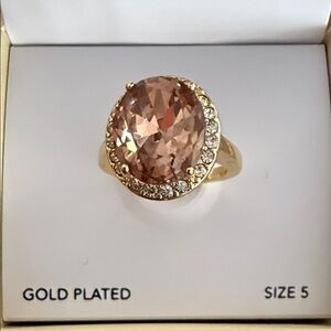 Charter Club Gold Plated Ring with Pink Gemstone